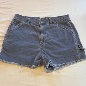 American Eagle Blue Corduroy Frayed Hem Shorts
